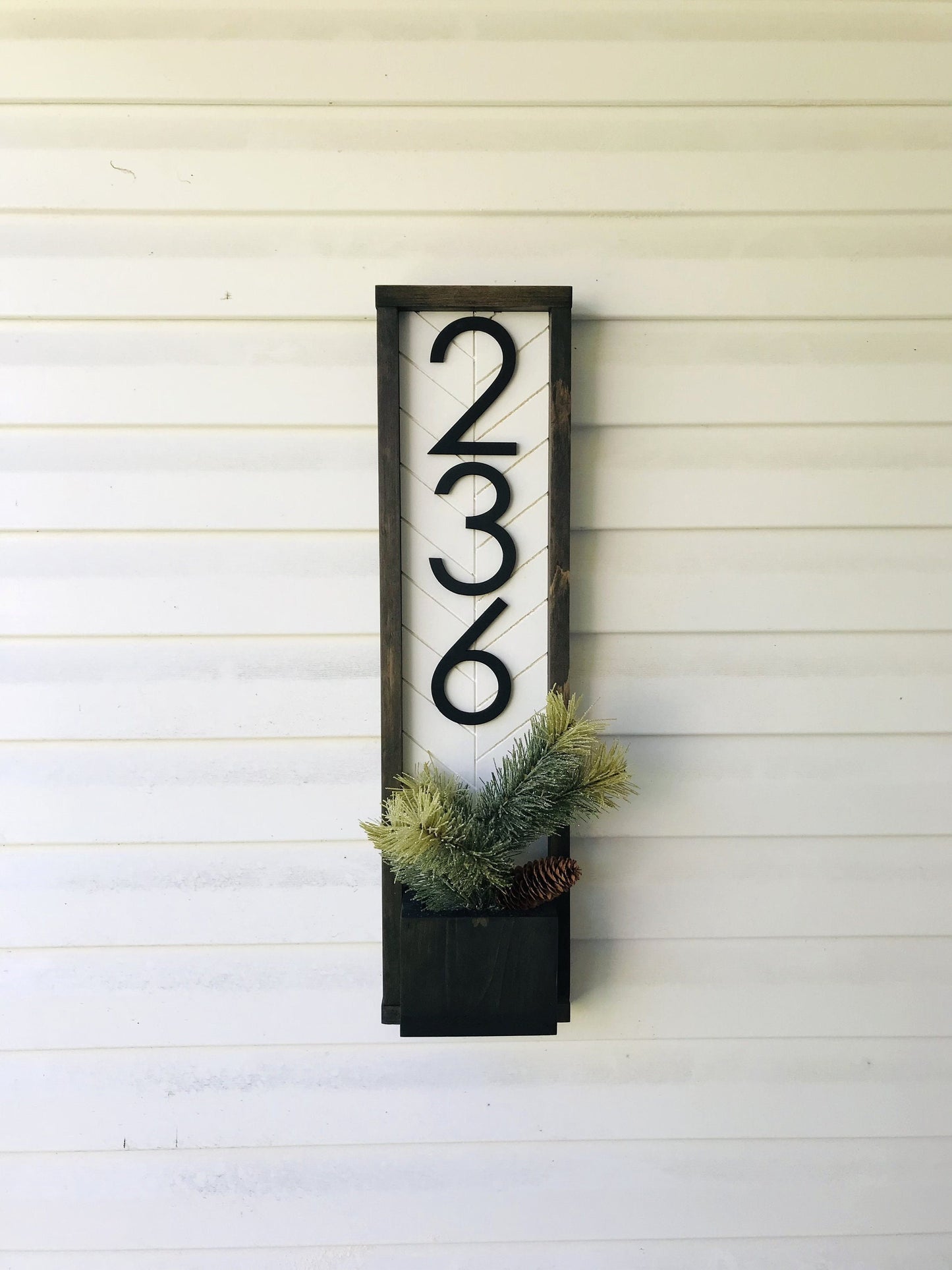 Address Sign Planter: Modern House Number Plaque with Succulent Planter