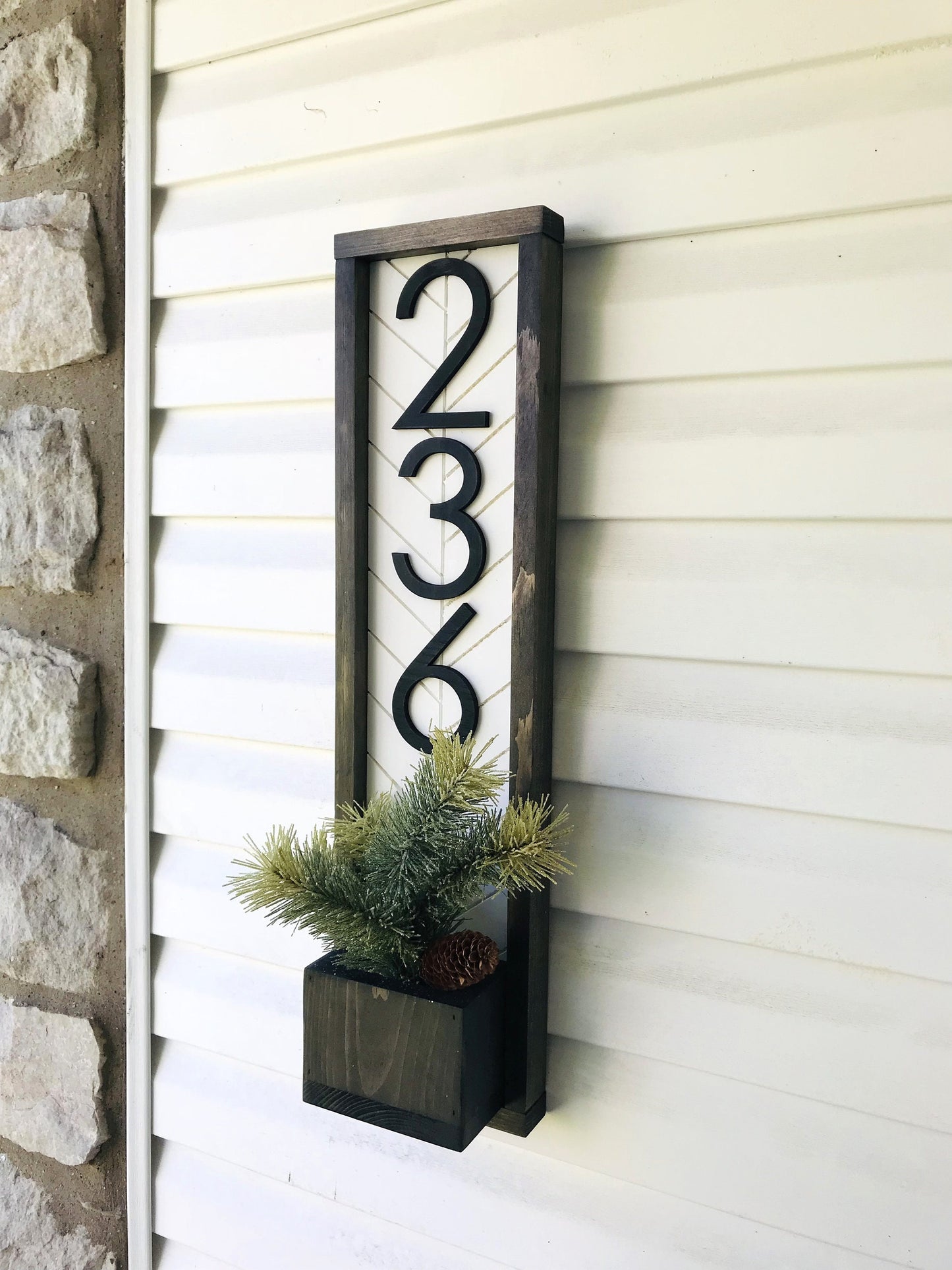 Address Sign Planter: Modern House Number Plaque with Succulent Planter