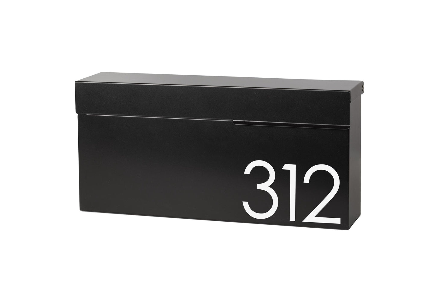 Modern Locking Mailbox: Black Powder Coated Aluminum, Wall Mount