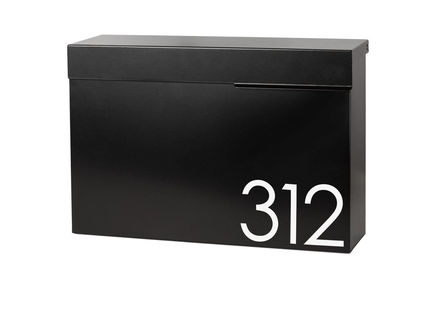 Modern Locking Mailbox: Black Powder Coated Aluminum, Wall Mount