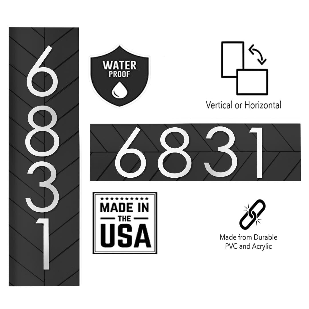 Modern Vertical Address Sign: Reflective House Numbers Plaque
