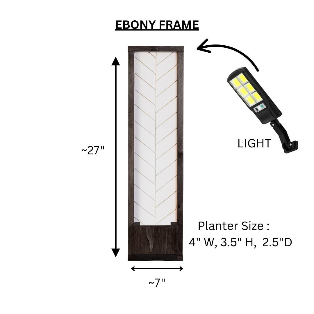 Vertical Address Sign Planter: Solar LED Lighted House Number Plaque