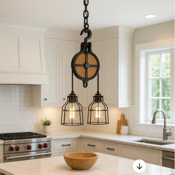 UL Listed Farmhouse Kitchen Pendant Light - Rustic Chandelier for Kitchen Island