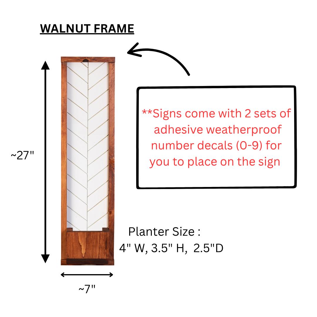 Vertical Address Sign Planter: Modern House Number Plaque