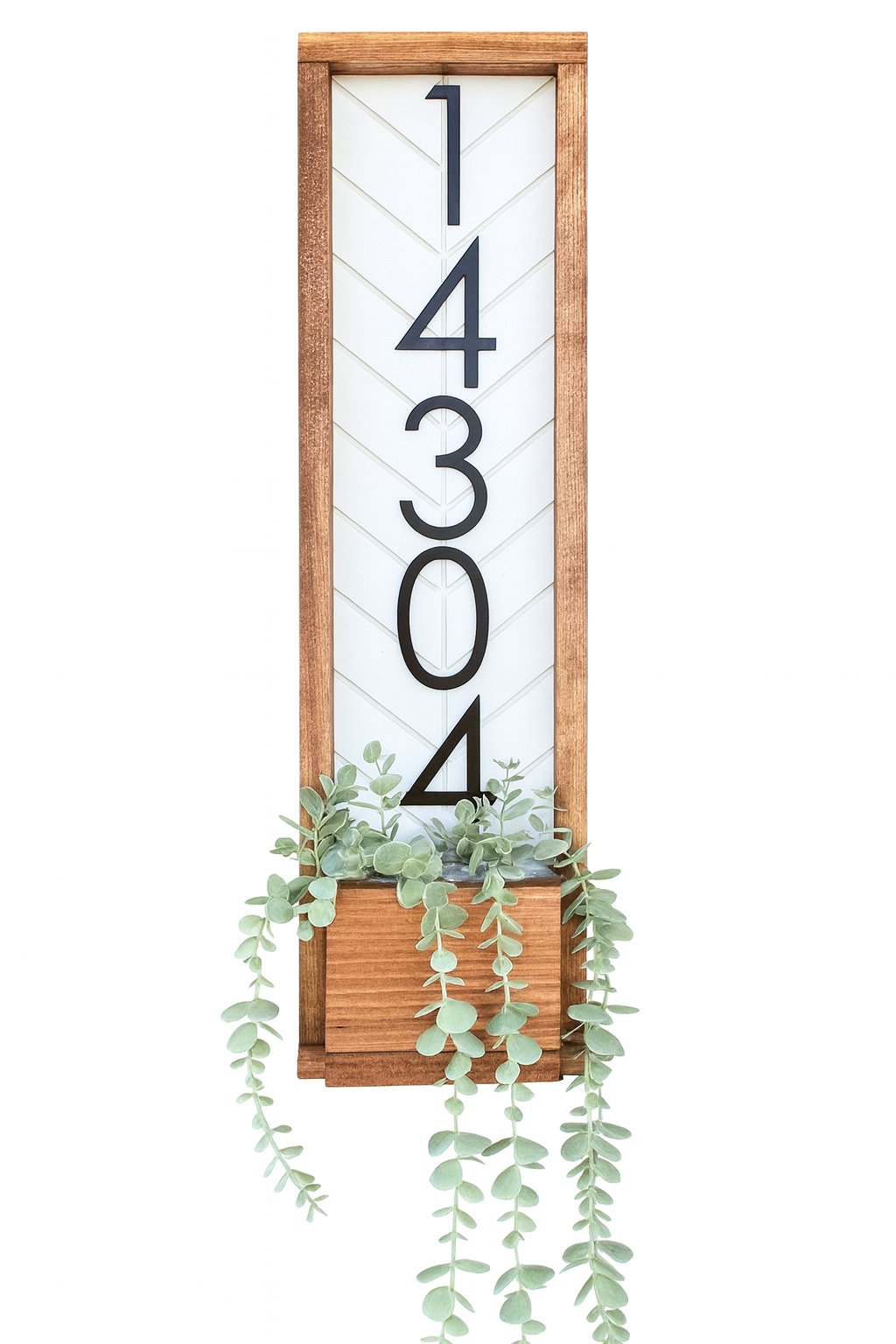 Address Sign Planter: Modern House Number Plaque with Succulent Planter
