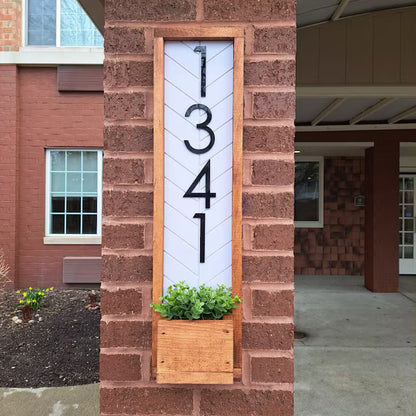 Address Sign Planter: Modern House Number Plaque with Succulent Planter