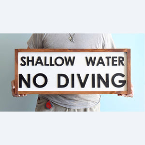 Pool Signs, Pool Rules, Shallow Water, No Diving Sign, Pool Decor, Outdoor Pool Signs, Wood Signs, Backyard Signs, Deck Patio Porch Signs
