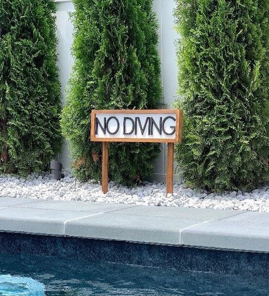 Pool Signs, Pool Rules, Shallow Water, No Diving Sign, Pool Decor, Outdoor Pool Signs, Wood Signs, Backyard Signs, Deck Patio Porch Signs