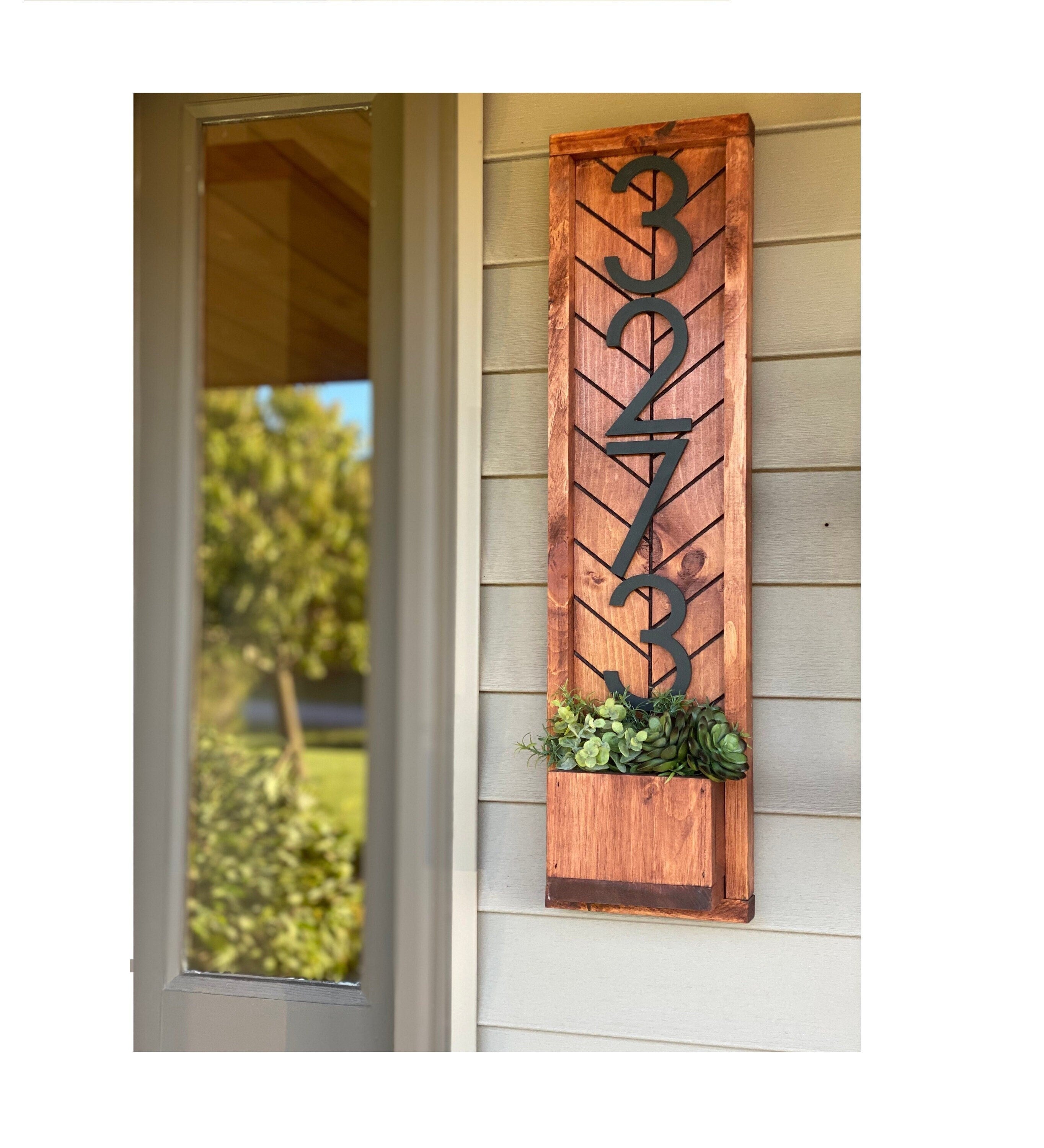 Fairview House Numbers, Rustic House Numbers Plaque sign - Personalized Wall Planter for Your Home Decor