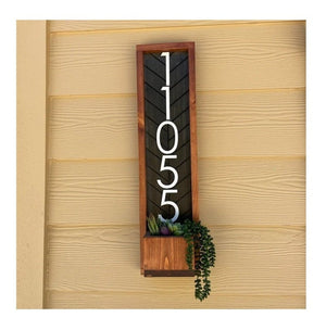 Edgefield Vertical Address Sign Planter with Lighted House Number Sign - Vertical Address Plaque with Solar Powered LED Light - Personalized