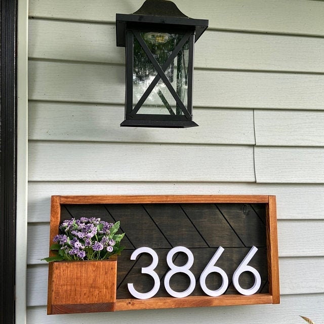 Weston House Sign, House Numbers, Front Porch Sign, House Number Planter, Plaque, New Home Gift, Wedding Gift Personalized Sign Housewarming