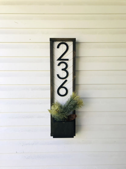Address Sign Planter: Modern House Number Plaque with Succulent Planter