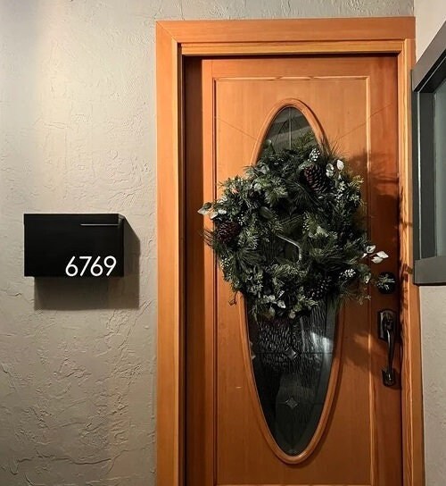 Modern Locking Mailbox: Black Aluminum Wall Mount with Numbers