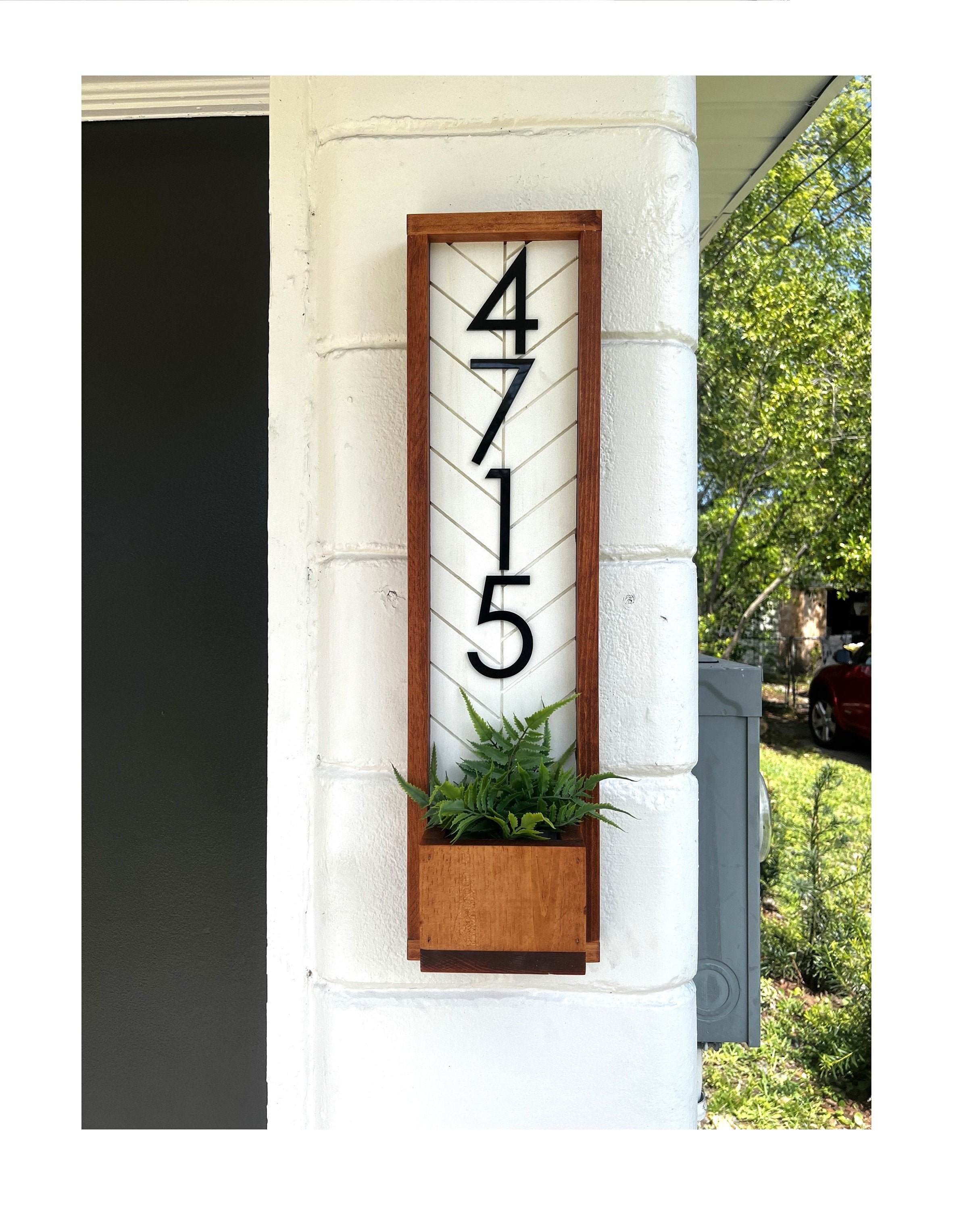 Fairview Vertical Address Sign Planter - Welcome to Our Home - Personalized House Number Plaque - Unique Home Decor