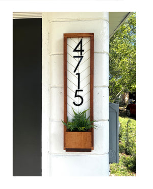 Fairview Vertical Address Sign Planter - Welcome to Our Home - Personalized House Number Plaque - Unique Home Decor