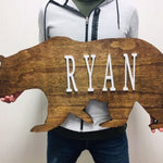 XL BEAR Adorable Baby Boy Gift: Personalized Woodland Name Sign with Bear Accent for Nursery Decor, Woodland Nursery Name Sign, Bear Nursery