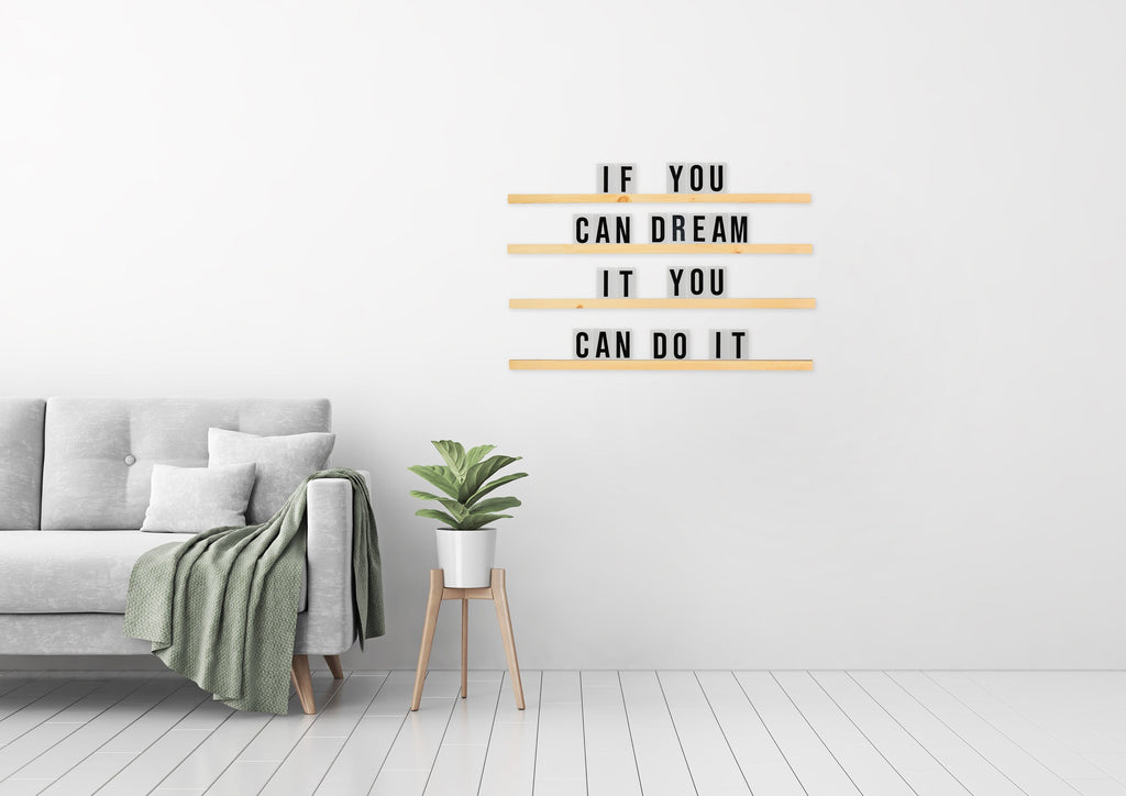 XL LETTERBOARD Letter ledges | choose black or white letters | letter board marquee wood gram statement shelves word wall