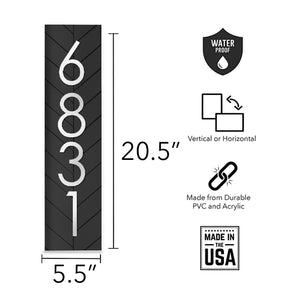 Chesapeake 100% UV & Weatherproof Vertical Address Sign, Address Plaque, Address Number Sign for Porch, Personalized PVC Address Sign Home