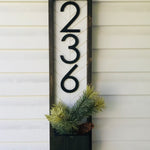 Edgefield Vertical Address Sign Planter with Lighted House Number Sign - Vertical Address Plaque with Solar Powered LED Light - Personalized