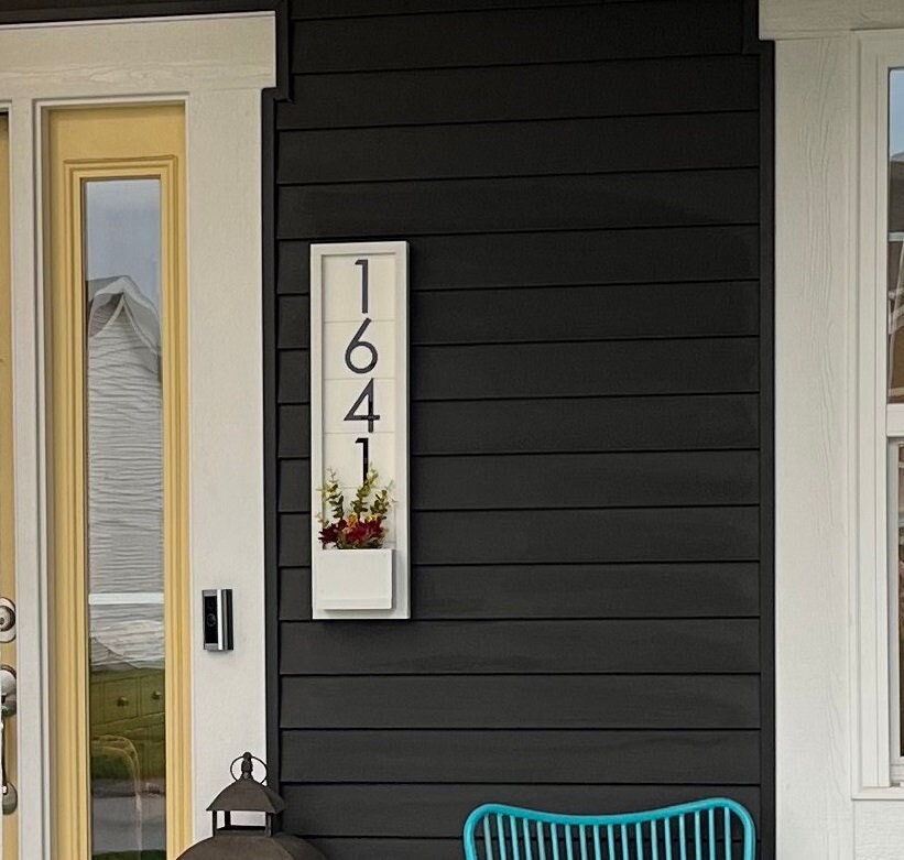 Vienna Personalized Shiplap Address Sign - Custom House Number Sign with Plant Holder - Perfect Housewarming Gift