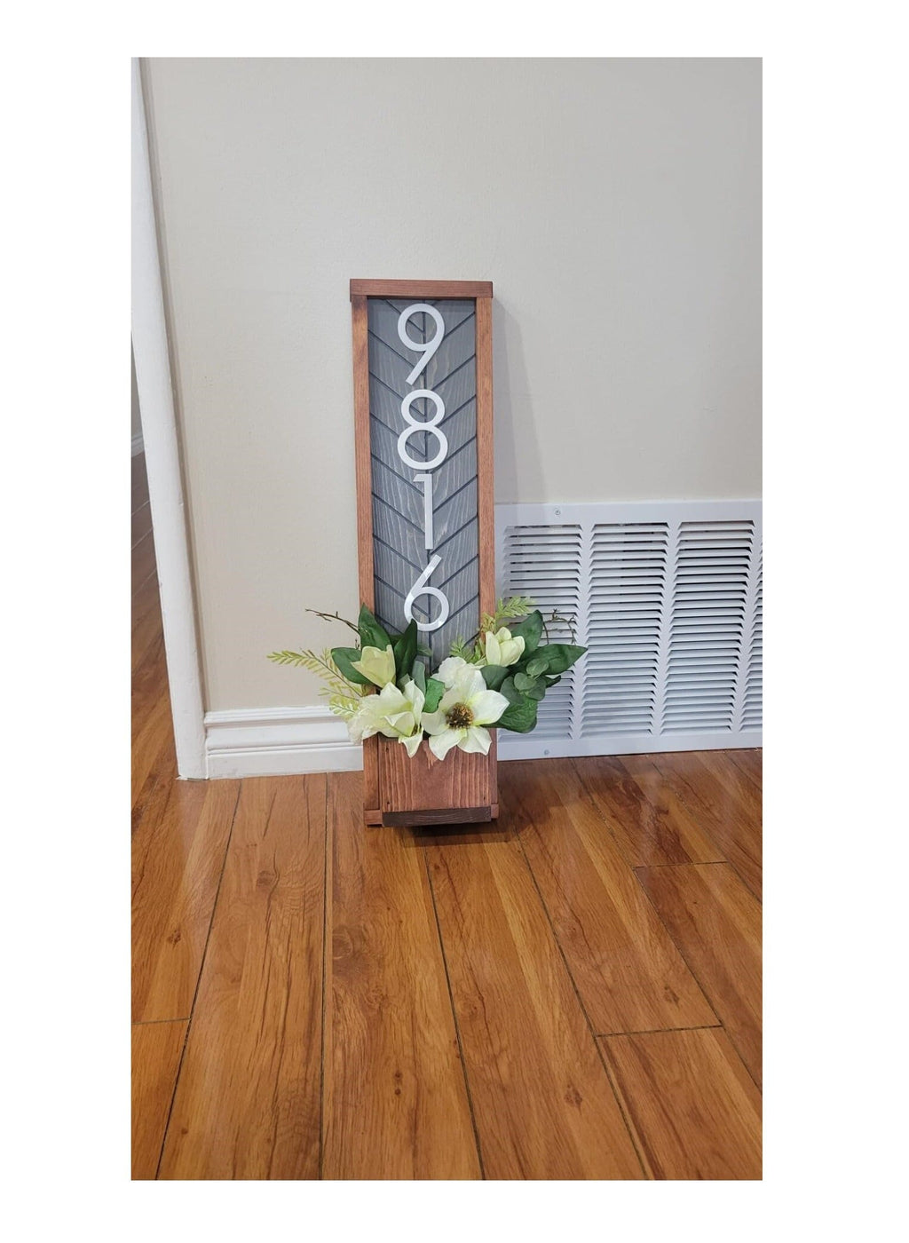 Fairview Personalized Vertical Address Planter | Rustic Housewarming Decor | Real Estate Gift