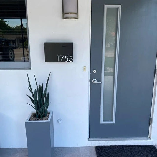 Modern Locking Mailbox: Black Powder Coated Aluminum, Wall Mount