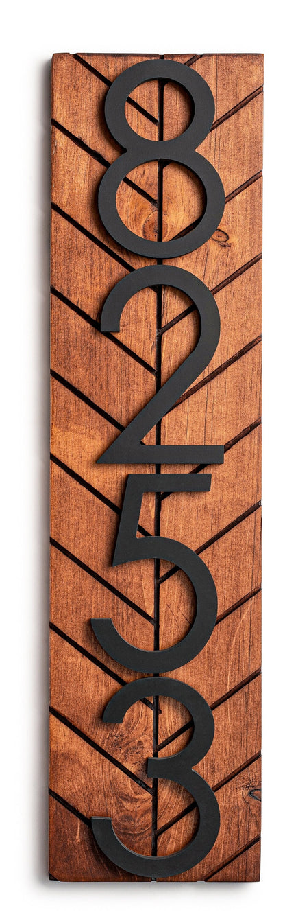 Modern Vertical Address Sign: Reflective House Numbers Plaque