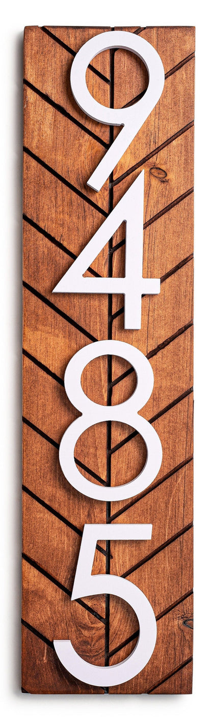 Modern Vertical Address Sign: Reflective House Numbers Plaque