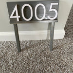Benson lawn address sign with stakes, yard address plaque for house entryway, modern house numbers for outside, large personalized addresss