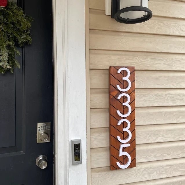 Chesapeake vertical address plaque sign, porch address sign, large house numbers, number sign for outside, personal address sign for home cc
