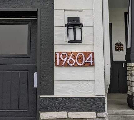 Auburn modern address plaque, personalized address sign, house numbers sign, large address numbers for house, housewarming gift, curb appeal