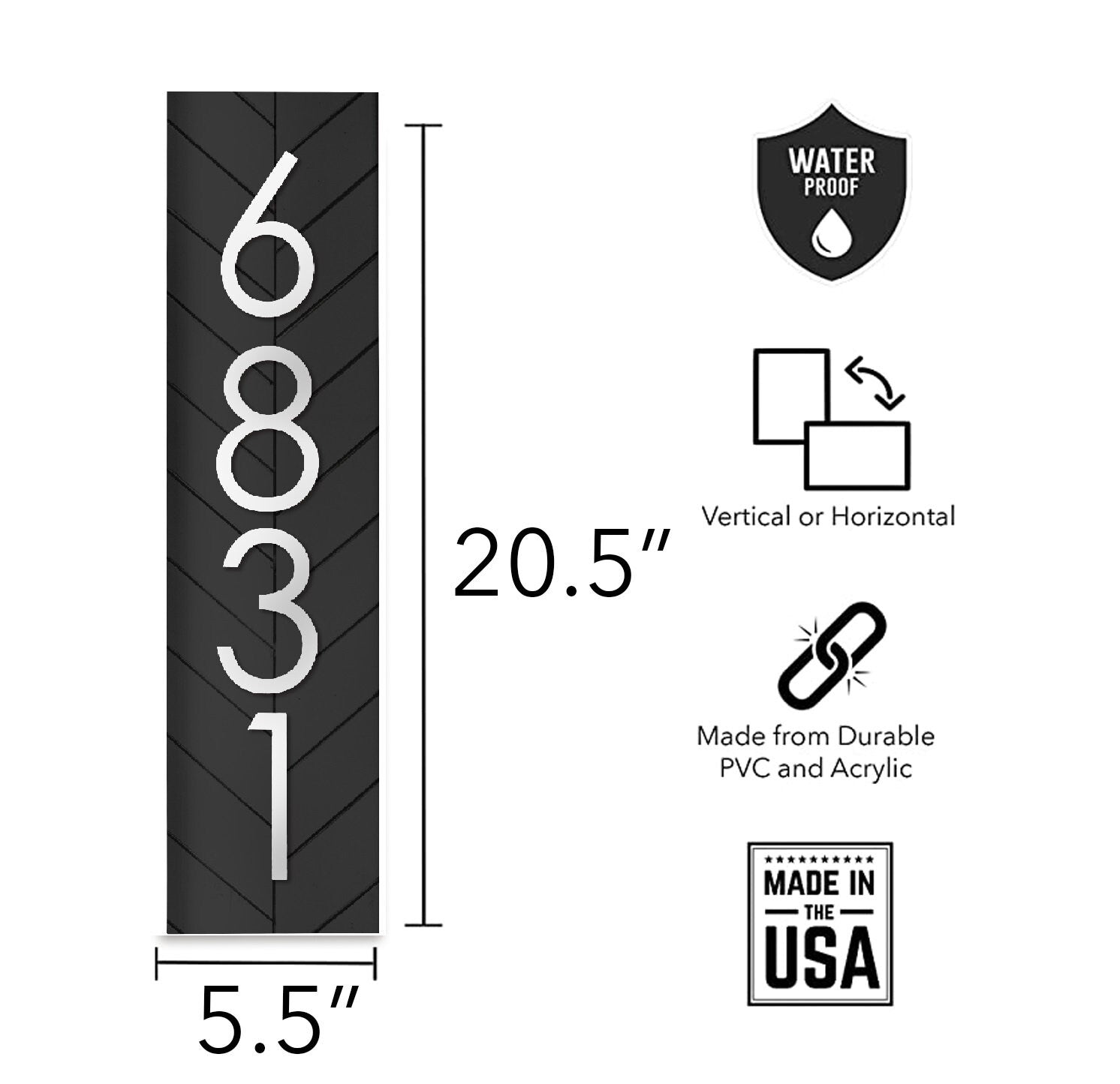 Rochester Personalized Address Plaque - Vertical House Number Sign for a Memorable Housewarming Gift