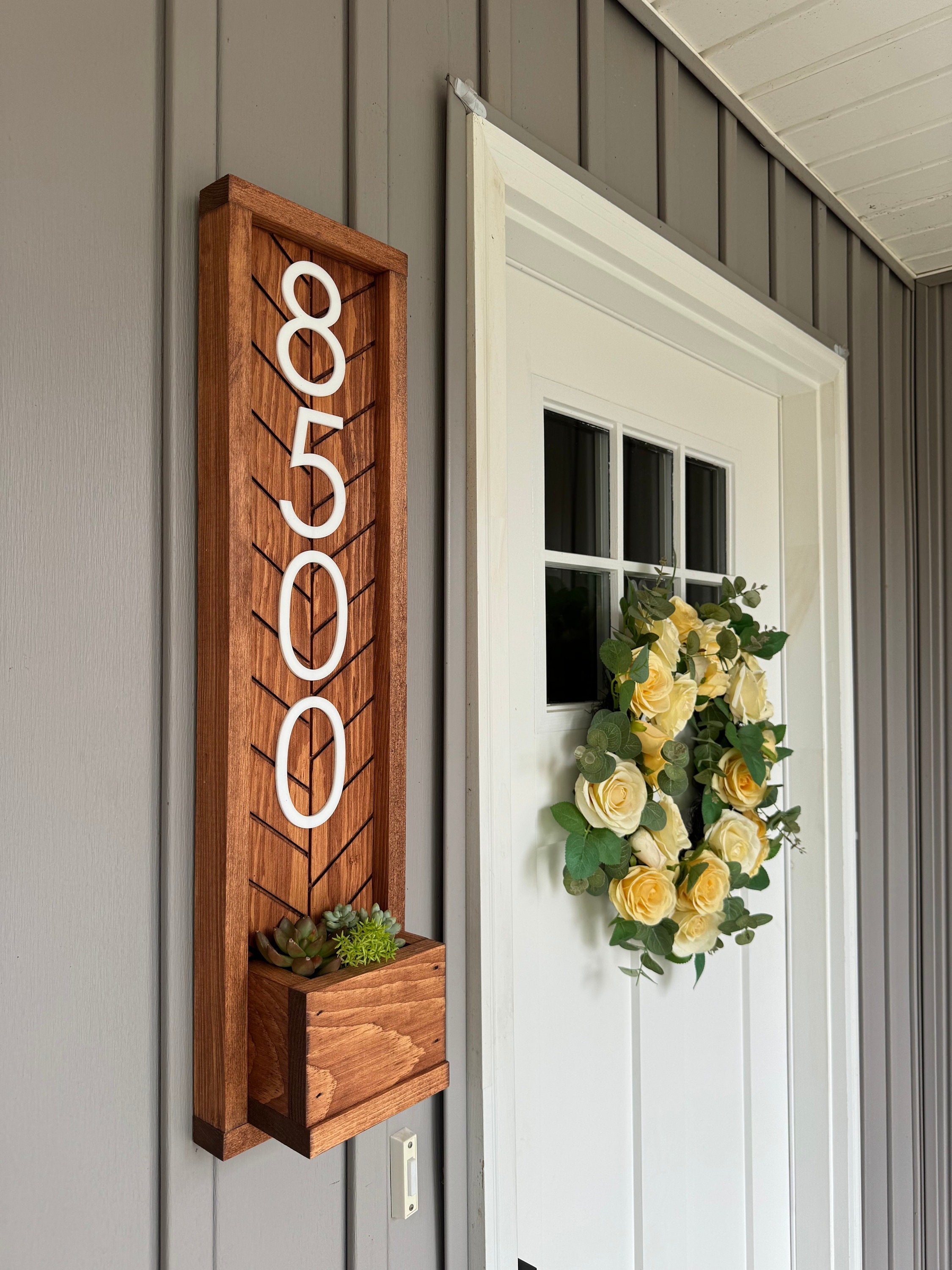 Fairview Sign Custom Address Sign with Planter - Unique Housewarming Idea