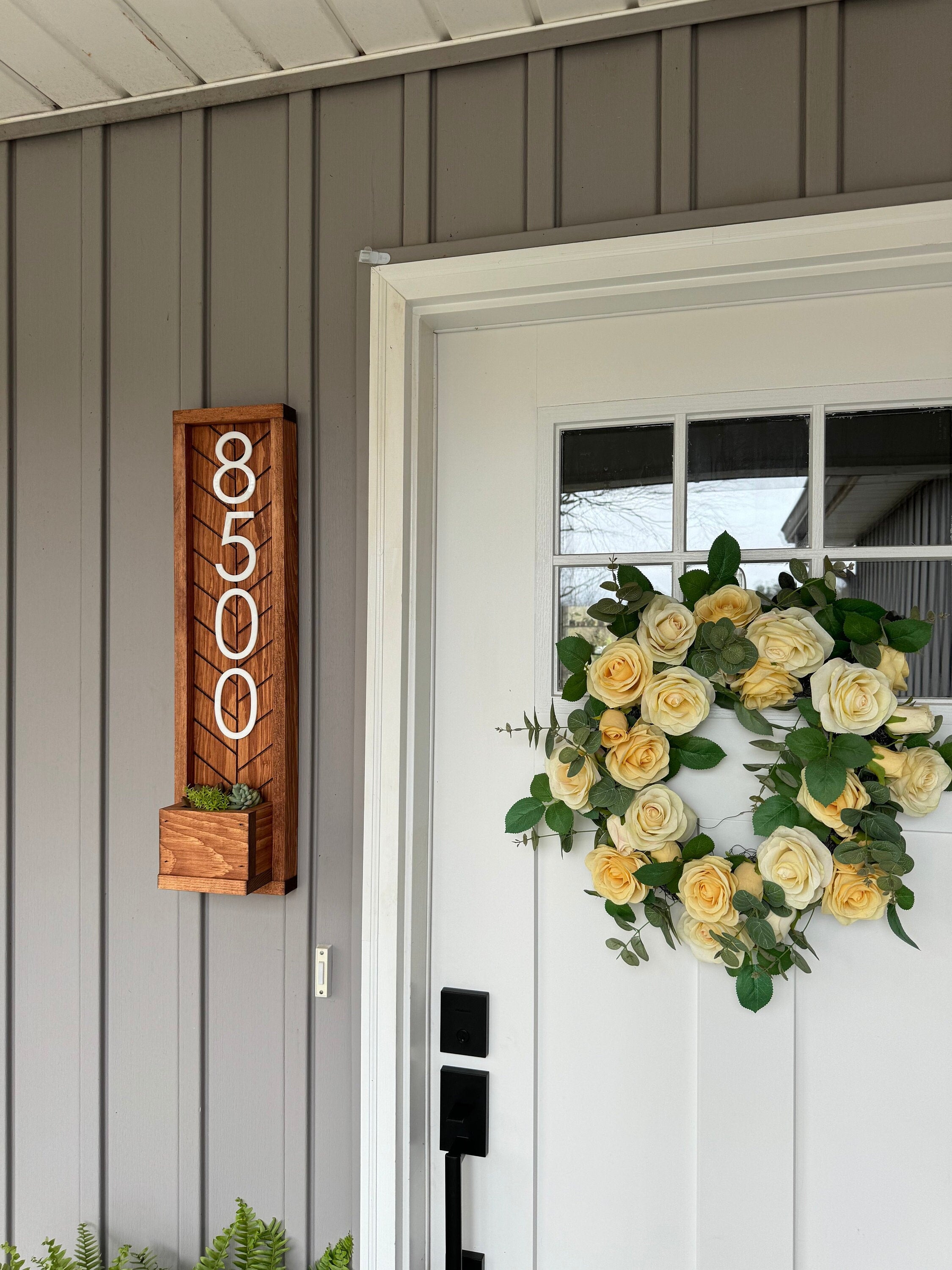 Fairview Sign Custom Address Sign with Planter - Unique Housewarming Idea