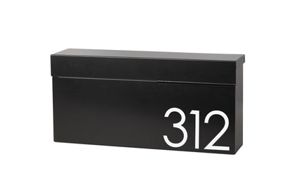 Modern Locking Mailbox: Black Aluminum Wall Mount with Numbers