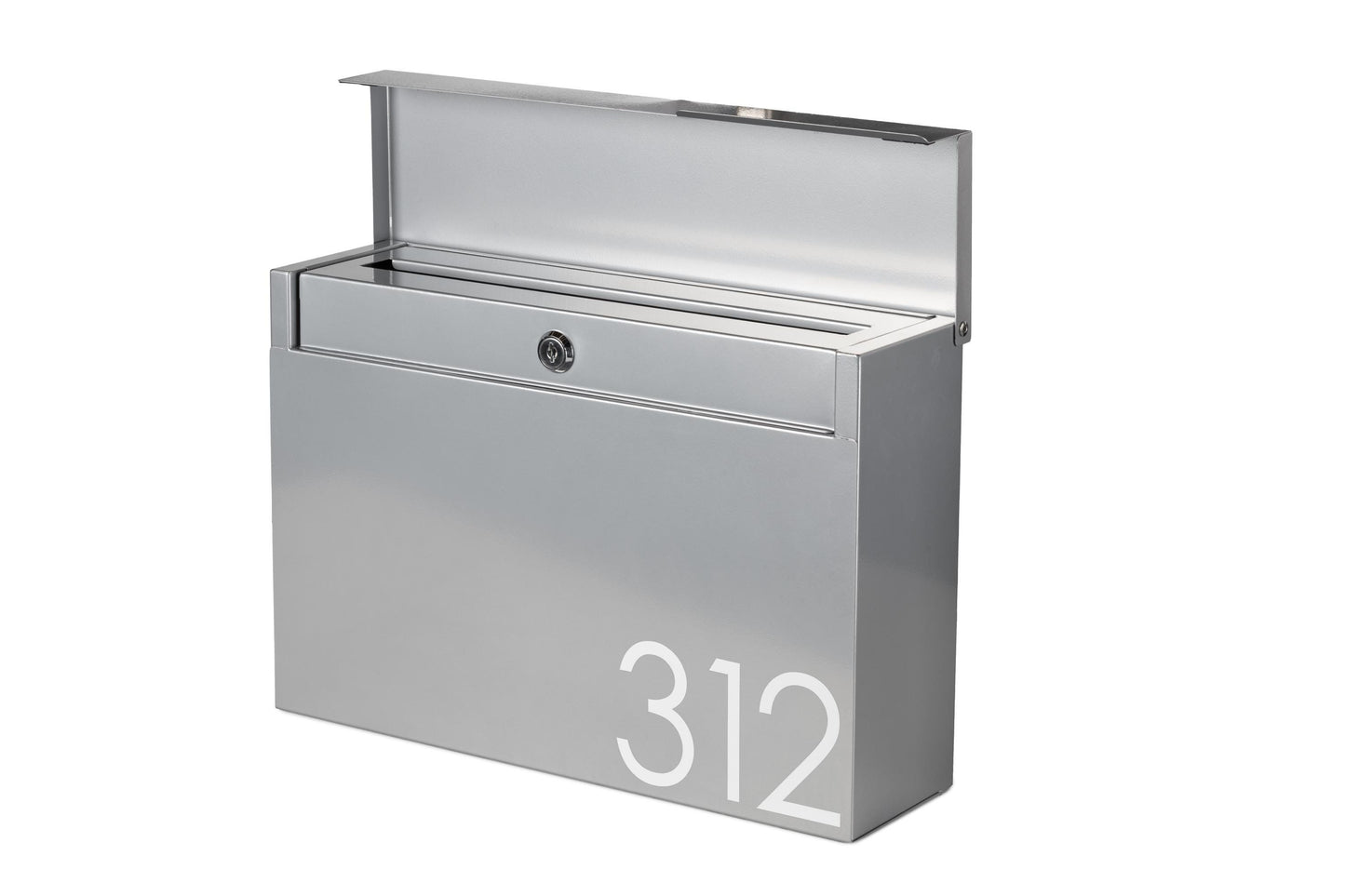 Modern Locking Mailbox: Black Aluminum Wall Mount with Numbers