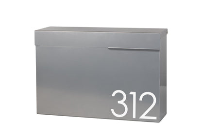Modern Locking Mailbox: Black Aluminum Wall Mount with Numbers