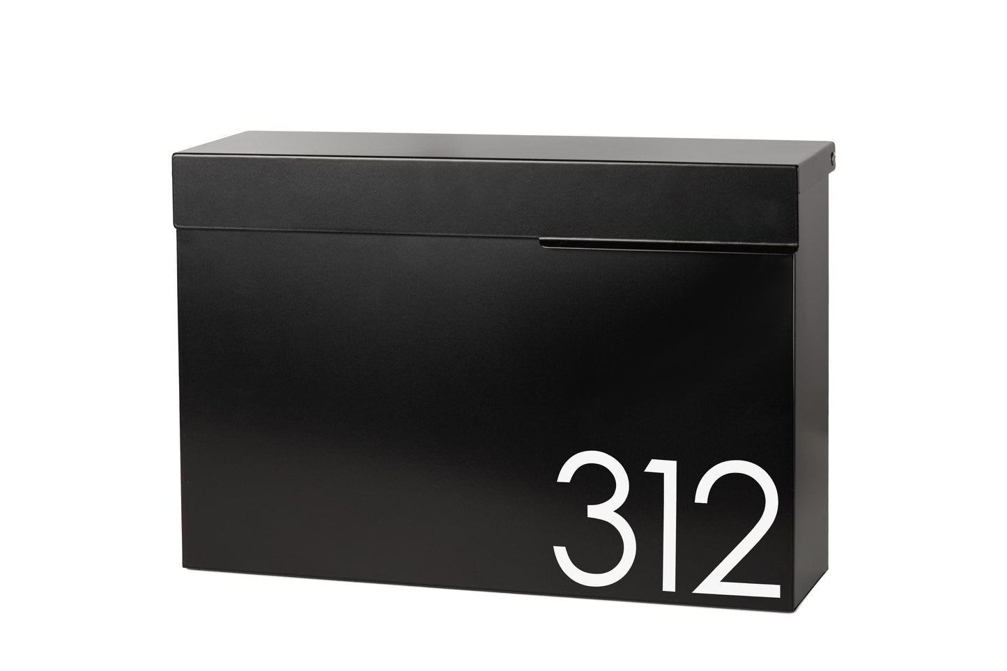 Modern Locking Mailbox: Black Aluminum Wall Mount with Numbers