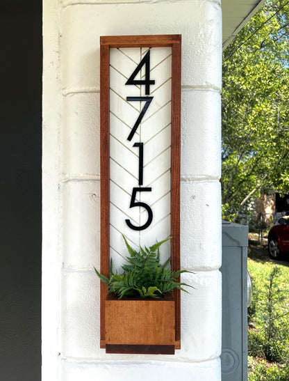 Address Sign Planter: Modern House Number Plaque with Succulent Planter