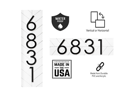 Modern Vertical Address Sign: Reflective House Numbers Plaque