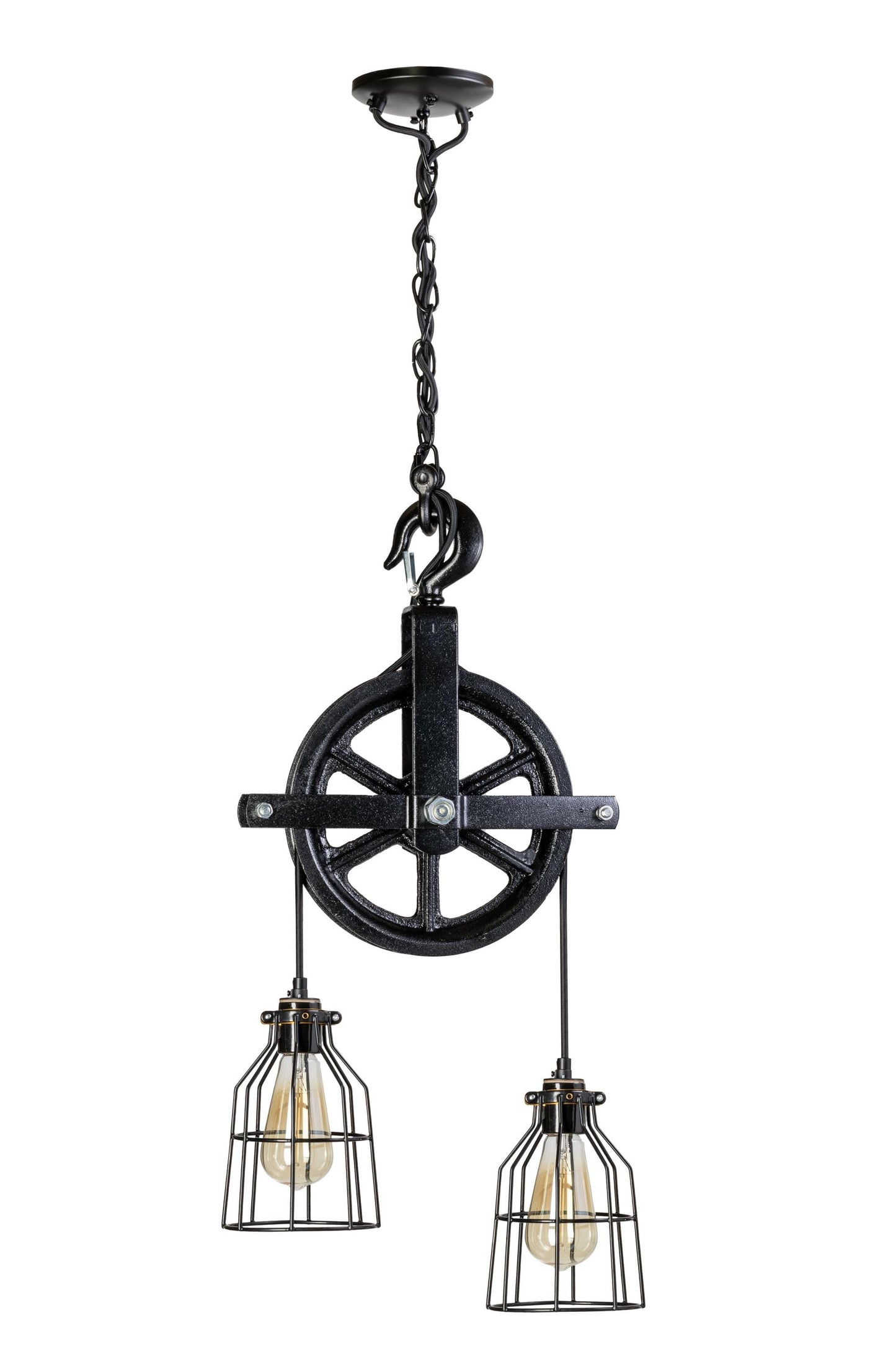 UL LISTED Farmhouse Pulley Light Fixture for Kitchen | Industrial Modern Hanging Lamp