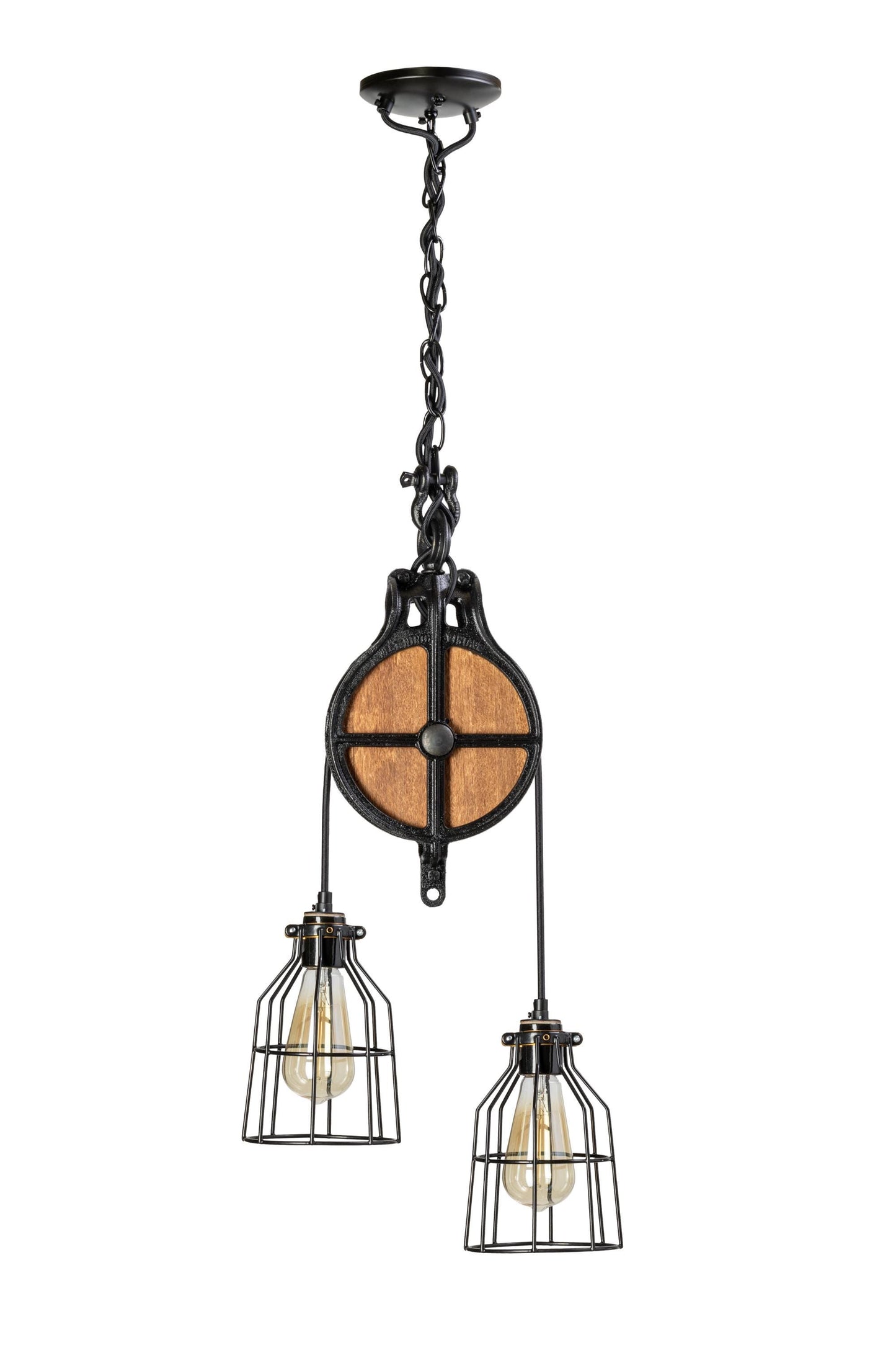 UL LISTED Farmhouse Pulley Light Fixture for Kitchen | Industrial Modern Hanging Lamp