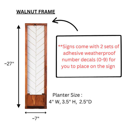 Vertical Address Sign Planter: Modern House Number Plaque