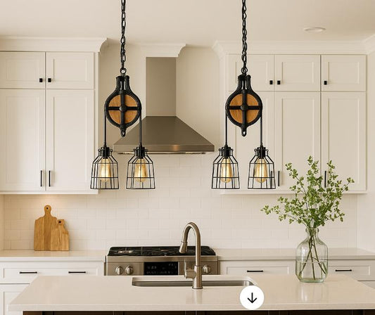 UL Listed Modern Farmhouse Pendant Light Fixture - Kitchen Island Lighting