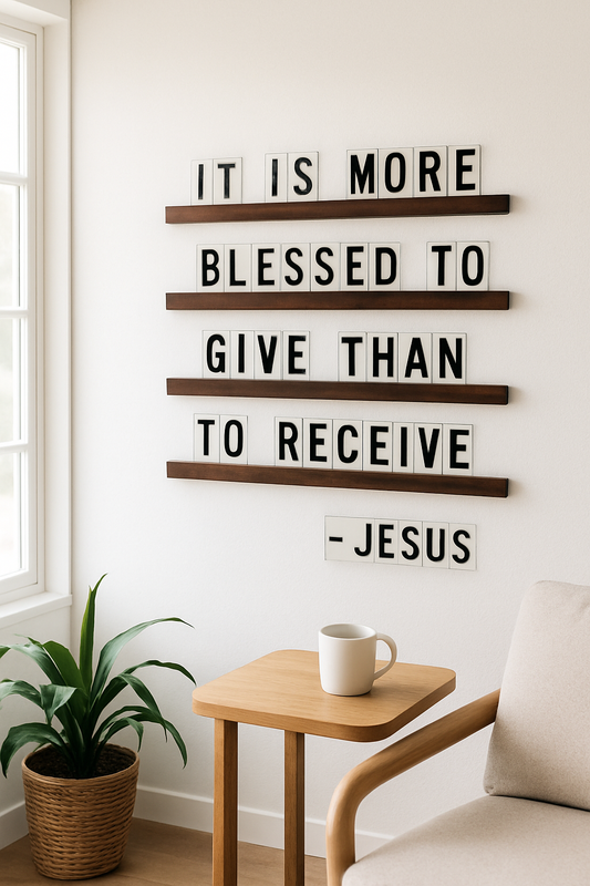 Scripture & Quote Display Ledges – Rustic Farmhouse Wooden Letter Boards with Changeable Letters