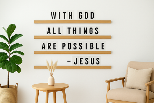 Scripture & Quote Display Ledges – Rustic Farmhouse Wooden Letter Boards with Changeable Letters